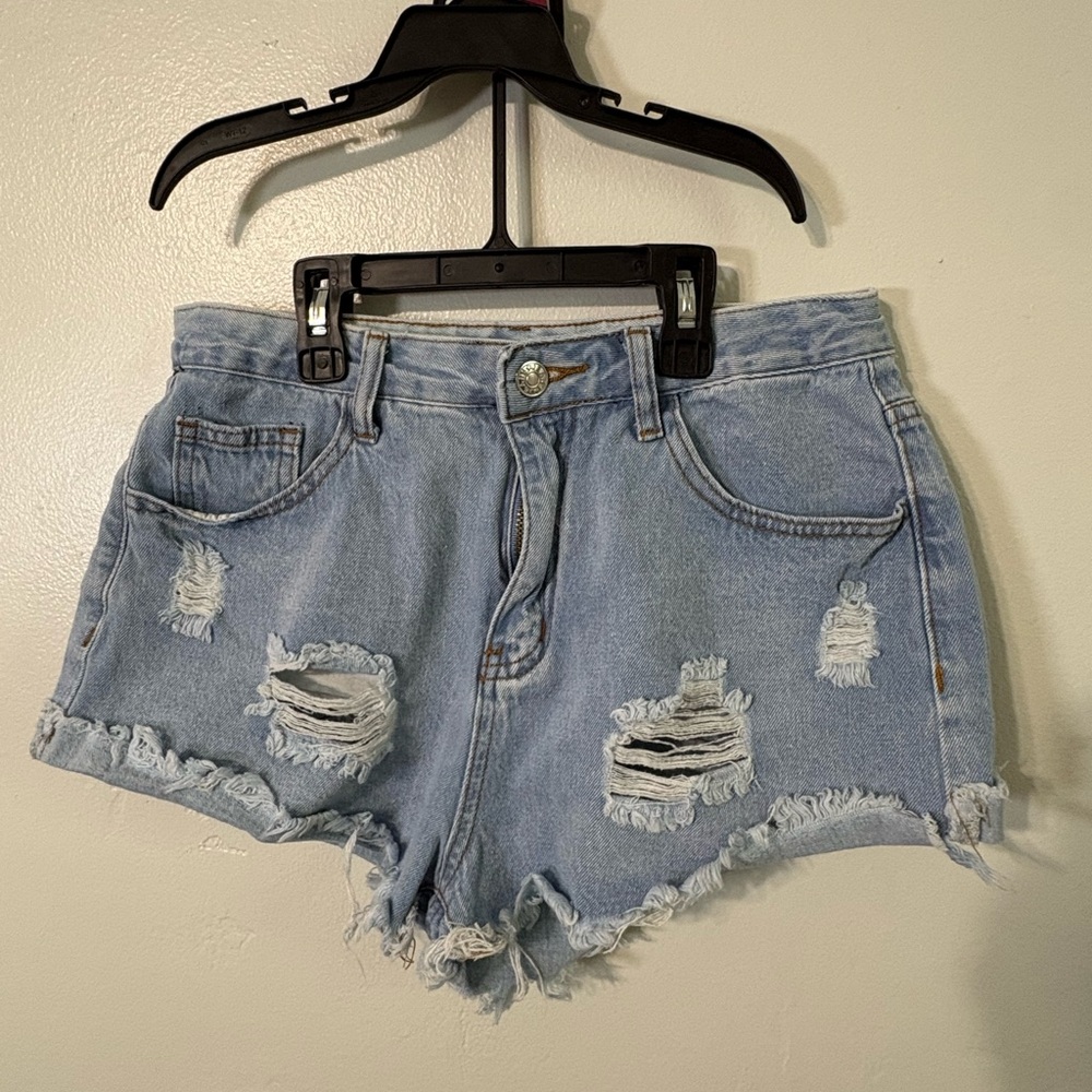 SHEIN Light Blue Distressed Jean Shorts